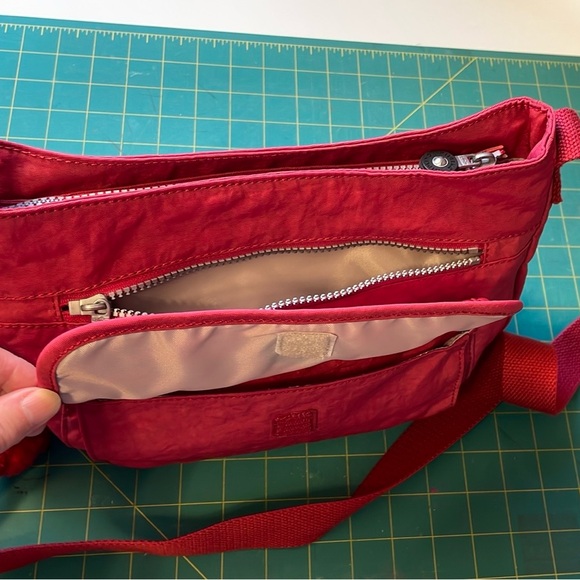 Kipling Syro Raspberry Red Crossbody Bag with Monkey KeyChain - Picture 8 of 12